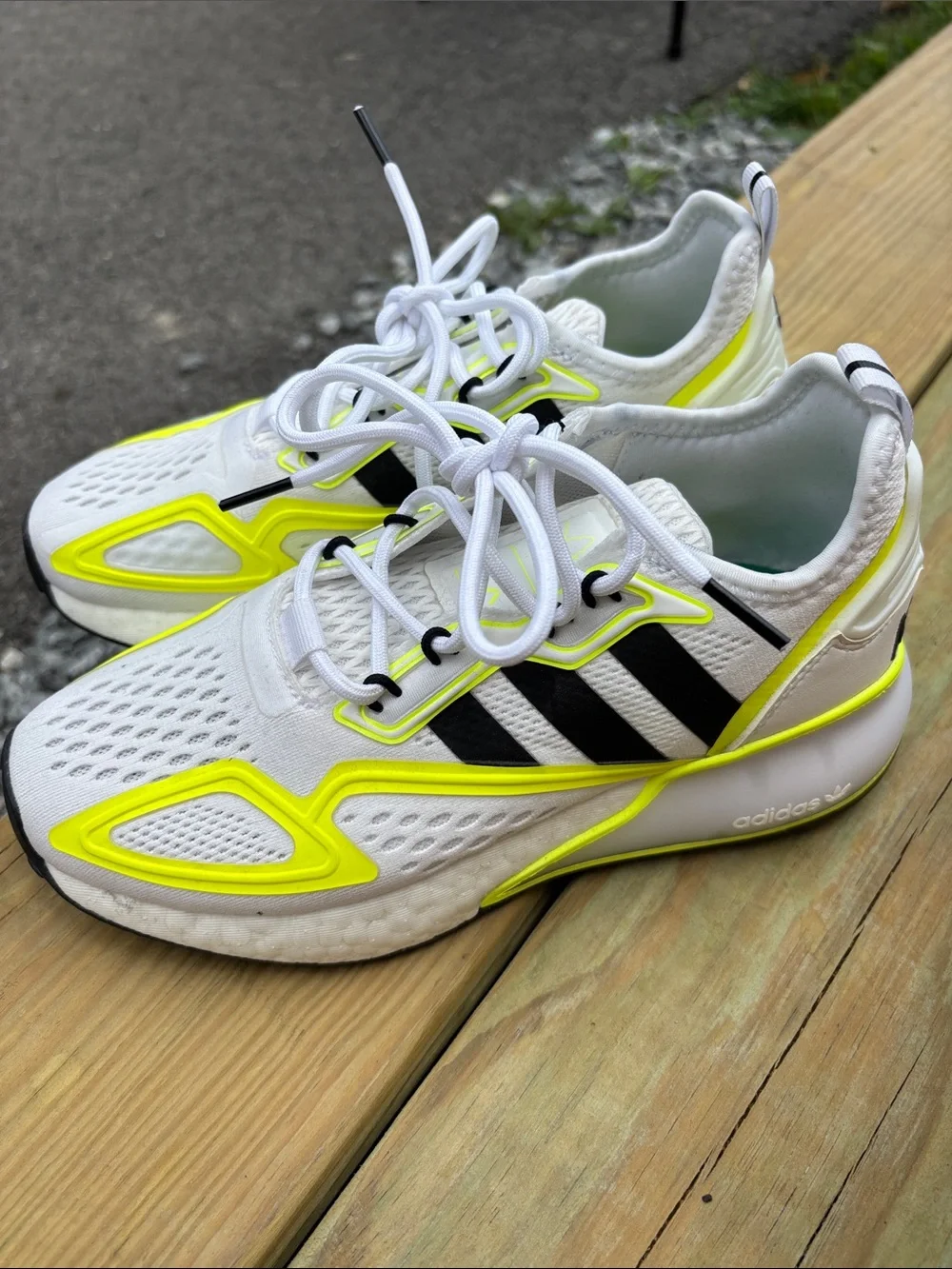 Kid’s Adidas White and Neon Yellow Athletic Sneakers - Lightweight Comfort